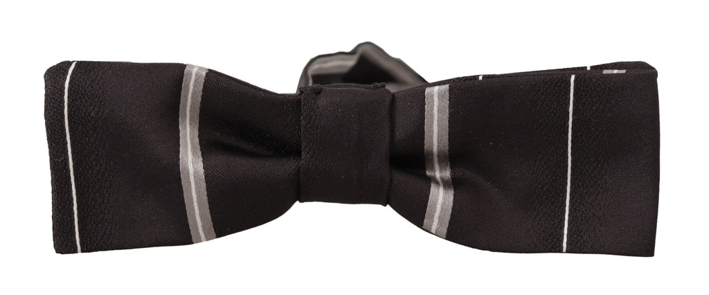 Dolce & Gabbana Schwarz Grau gefüttert 100% Seide Hals Papillon Krawatte