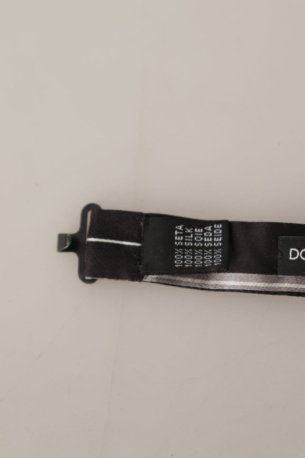 Dolce & Gabbana Schwarz Grau gefüttert 100% Seide Hals Papillon Krawatte