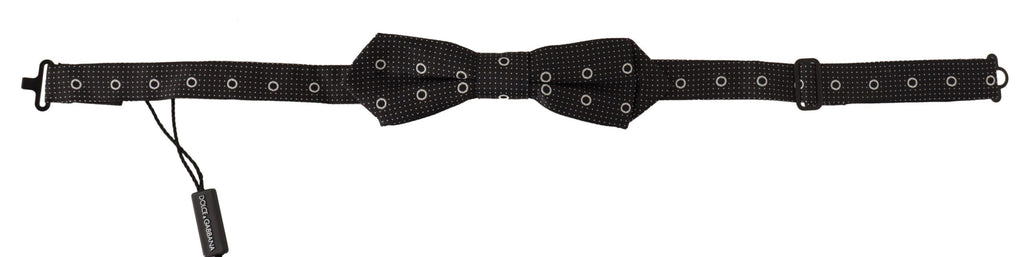 Dolce & Gabbana Schwarz-Weiß gepunktet 100% Seide Hals Papillon Krawatte