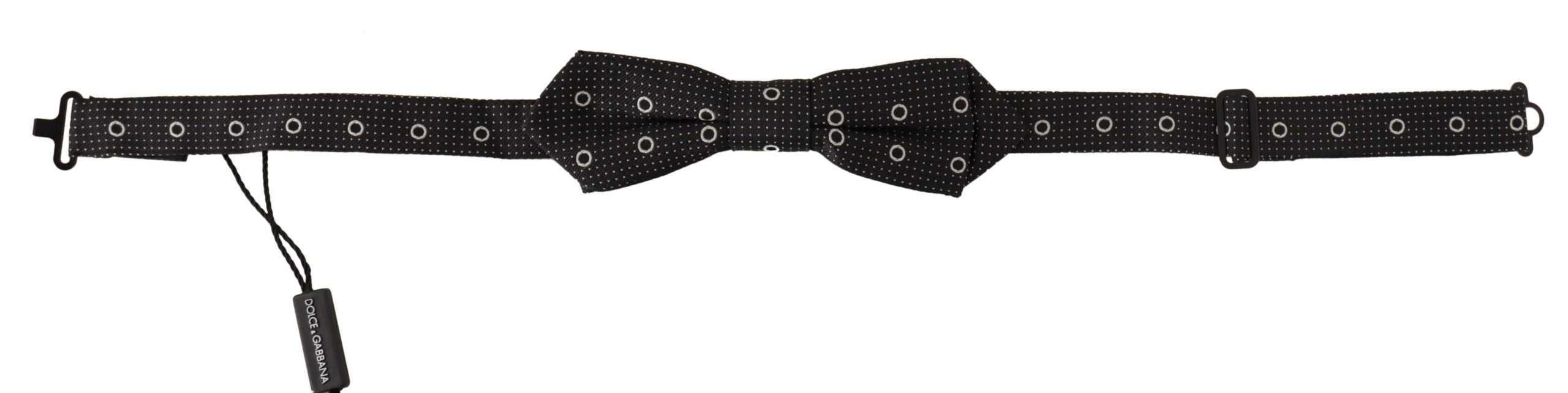 Dolce & Gabbana Schwarz-Weiß gepunktet 100% Seide Hals Papillon Krawatte