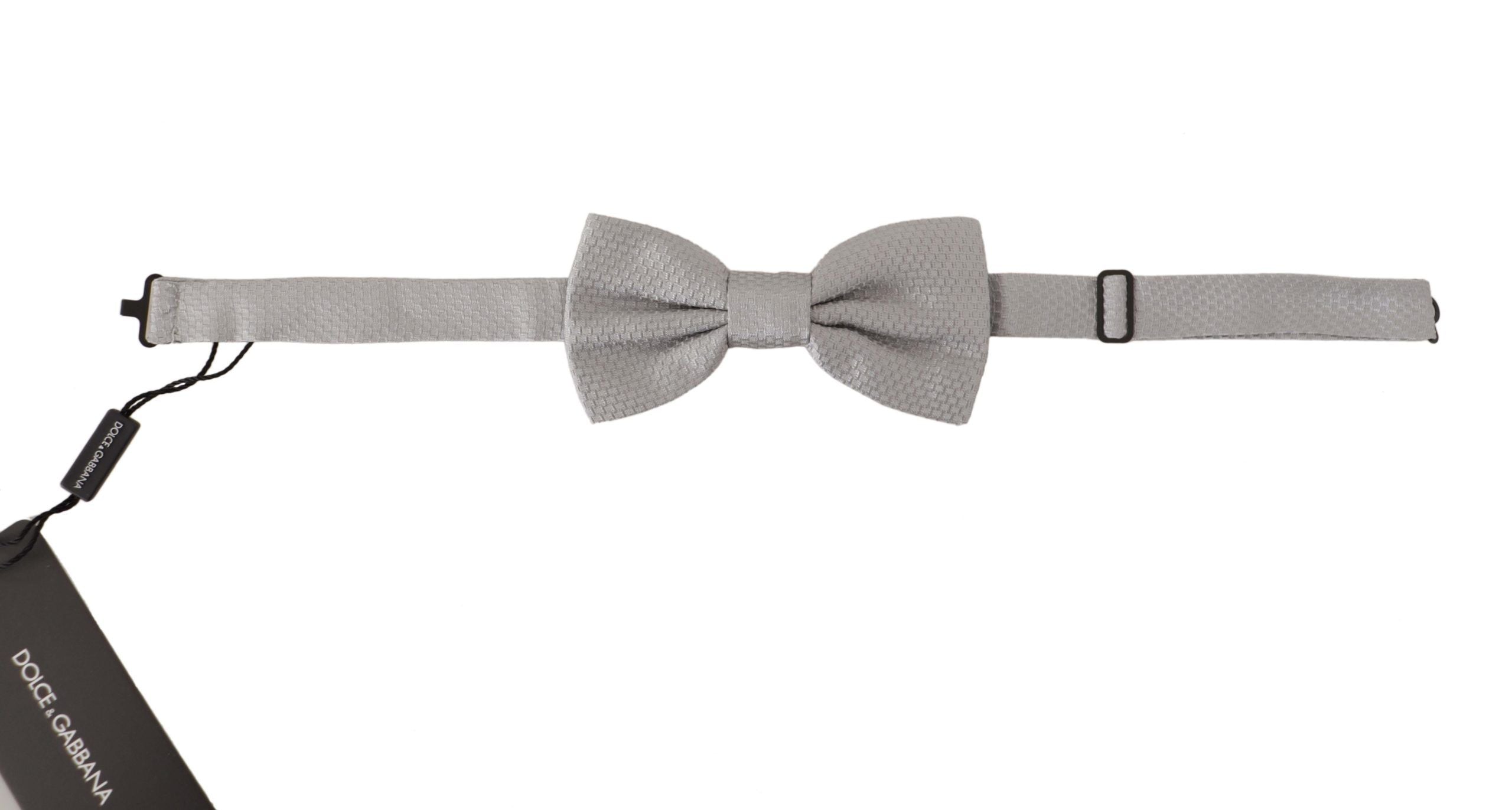 Dolce & Gabbana Grau 100% Seide Verstellbare Hals Papillon Krawatte