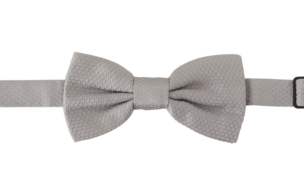 Dolce & Gabbana Grau 100% Seide Verstellbare Hals Papillon Krawatte
