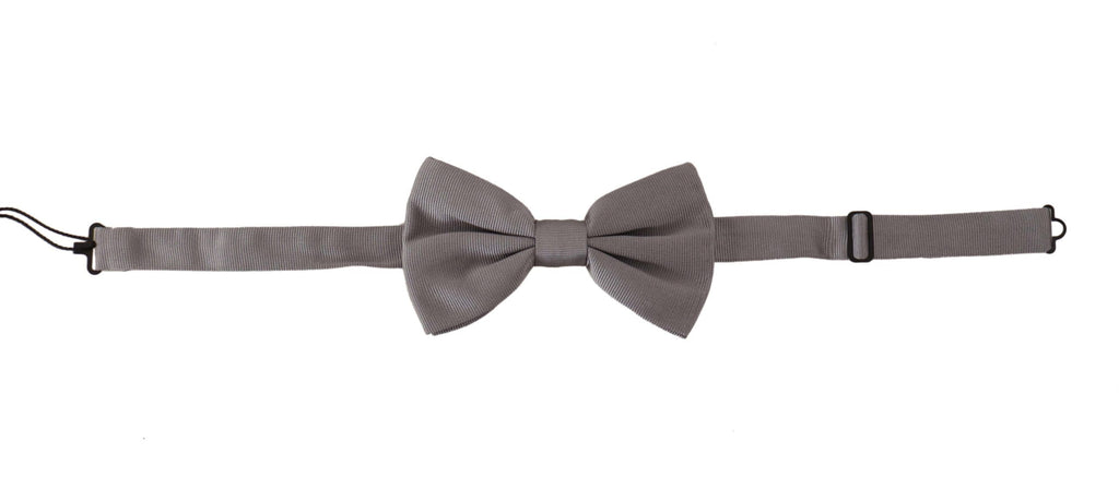 Dolce & Gabbana Grau 100% Seide Verstellbare Hals Papillon Krawatte