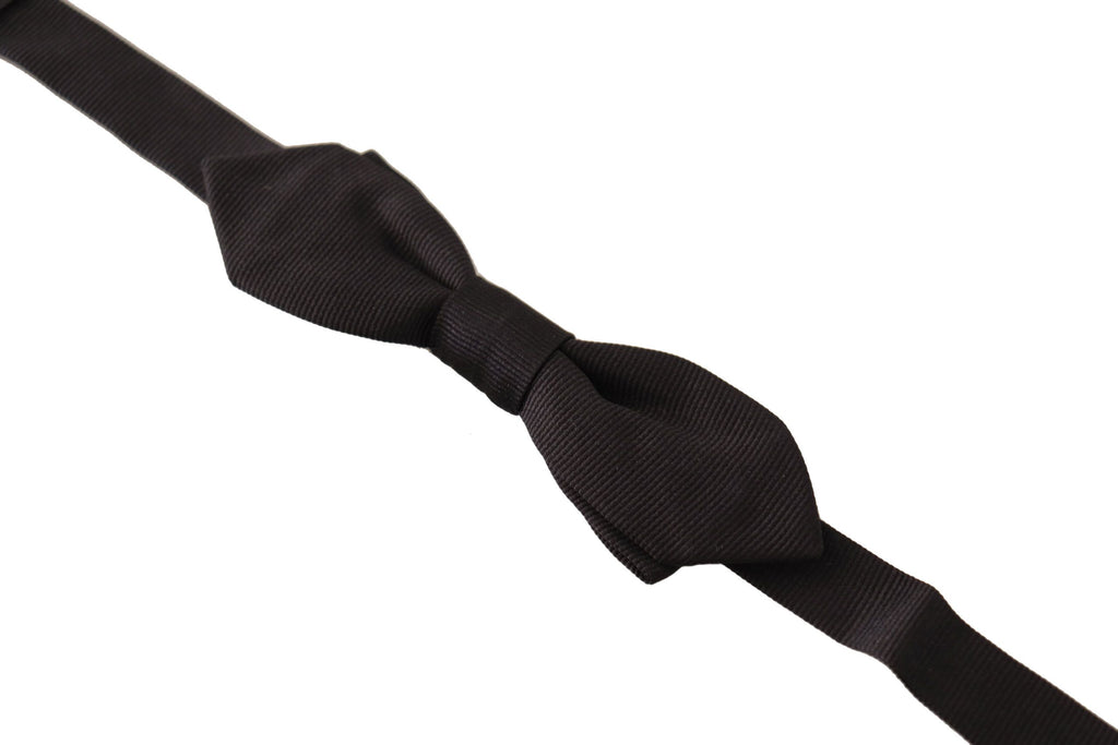 Dolce & Gabbana Schwarze solide 100% Seide Einstellbare Hals Papillon Krawatte