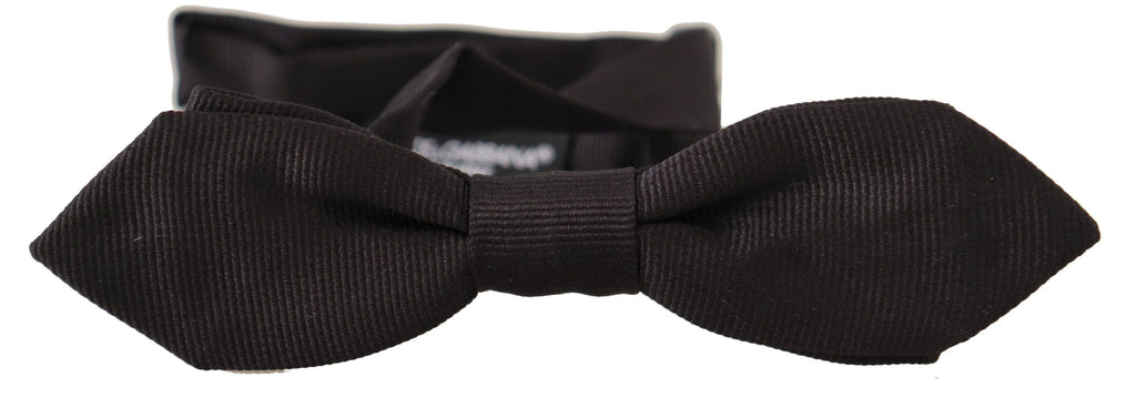 Dolce & Gabbana Schwarze solide 100% Seide Einstellbare Hals Papillon Krawatte