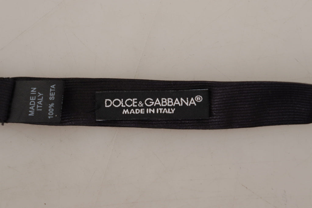 Dolce & Gabbana Schwarze 100 % Seiden-Schleife mit verstellbarem Kragen