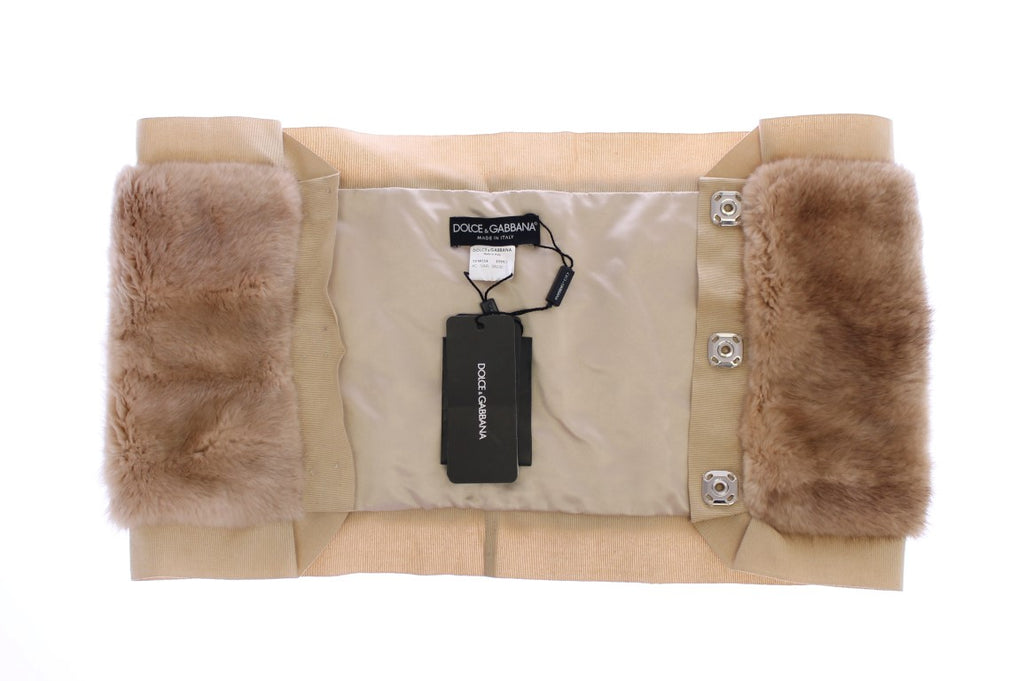 Dolce & Gabbana Beige MINK Pelzschal Foulard Neck Wrap
