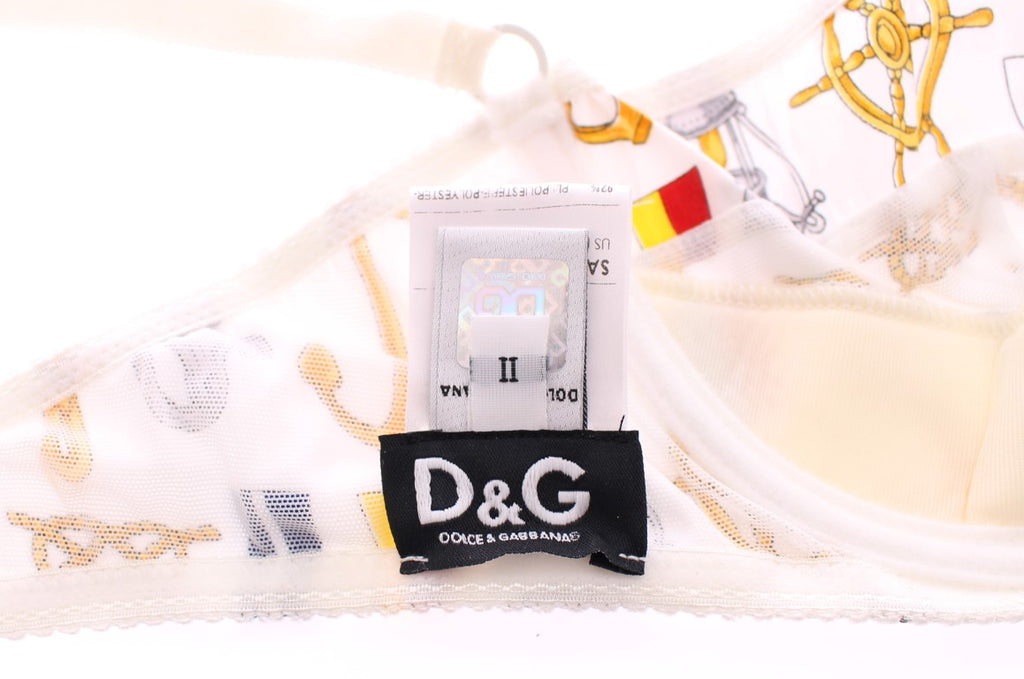 Dolce & Gabbana Weißer Matrosen-BH Panty Stretch-Unterwäsche