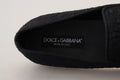 Dolce & Gabbana Schwarze Blumen-Jacquard-Slipper Loafers Schuhe