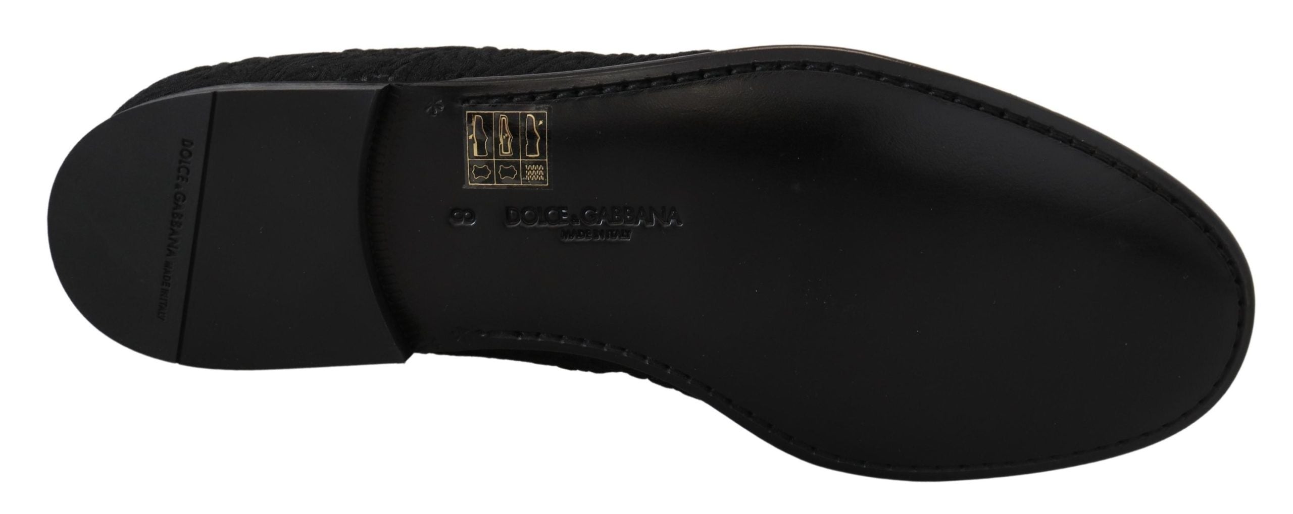 Dolce & Gabbana Schwarze Blumen-Jacquard-Slipper Loafers Schuhe