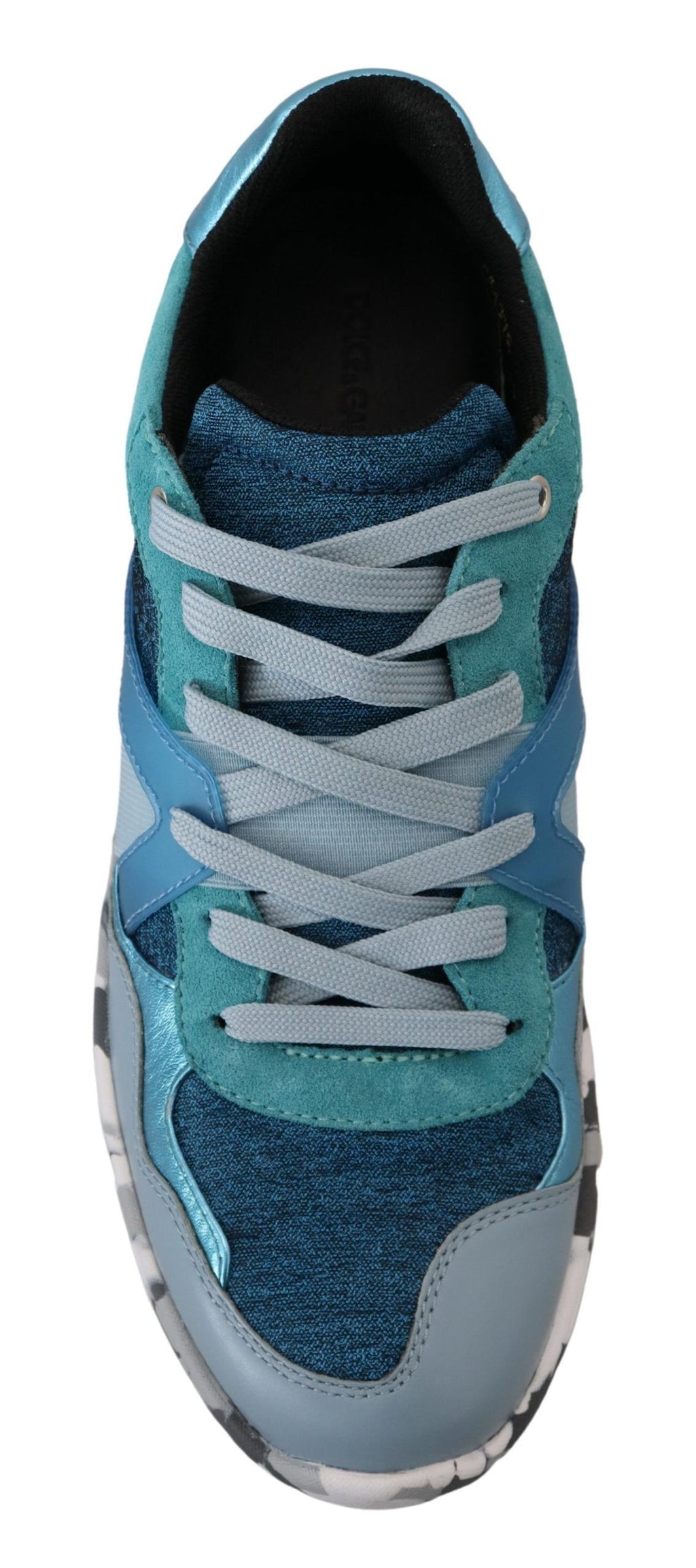 Dolce & Gabbana Blaue Graue Leder Sport Low Top Sneakers