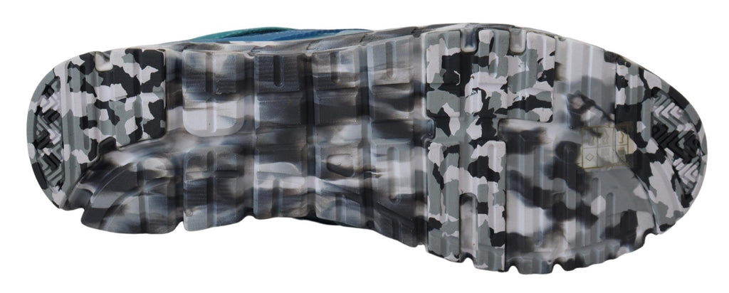 Dolce & Gabbana Blaue graue Leder Sport Low Top Turnschuhe