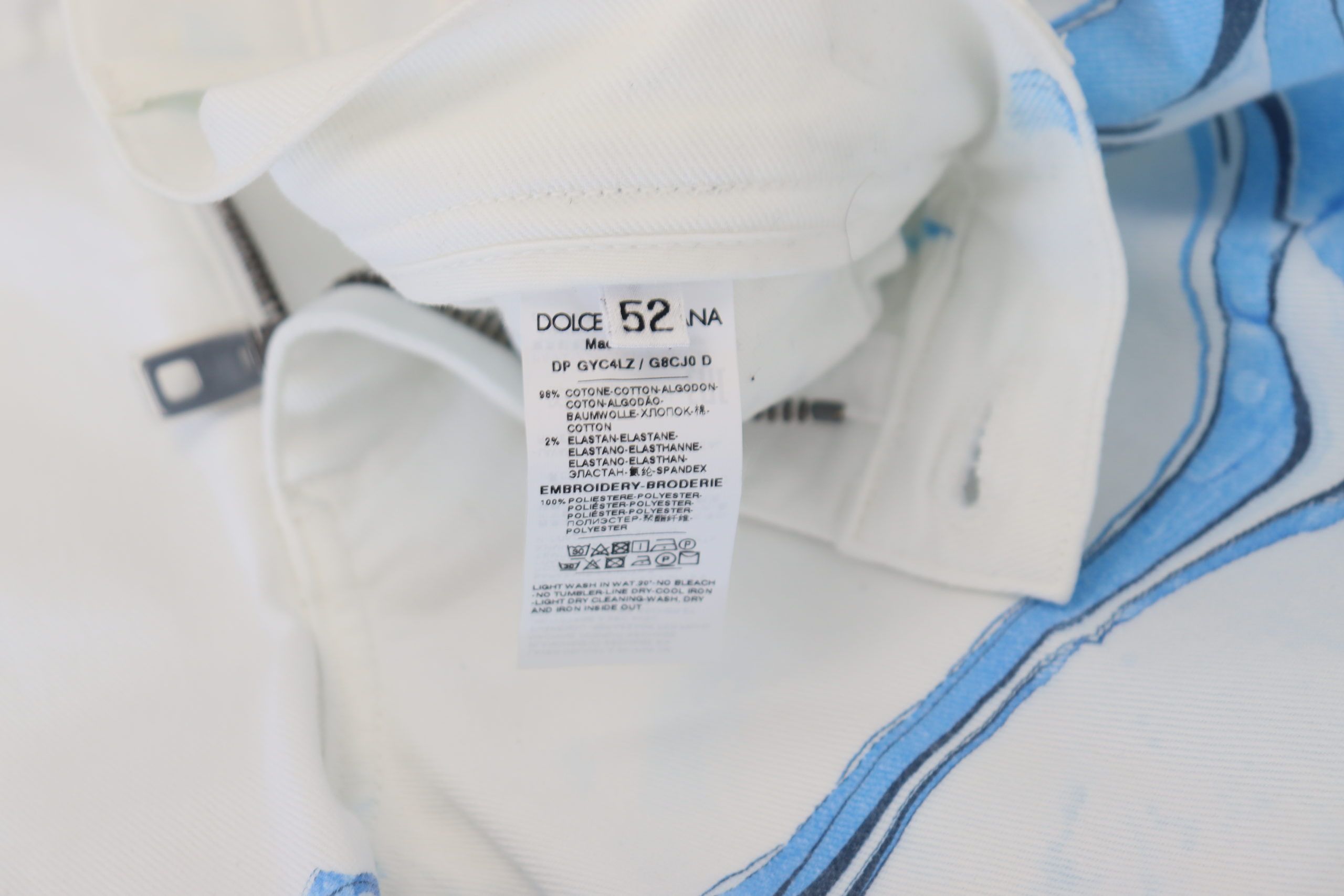 Dolce & Gabbana Weiß Blau Denim Baumwolle Jeans Stretch Skinny Fit Hose