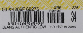 Acht Beige Baumwoll-Patchwork-Jeans