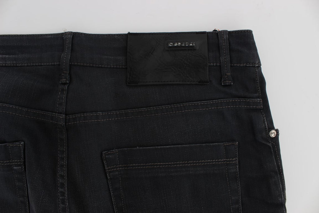 Acht Graue Baumwoll-Stretch Slim Fit Jeans