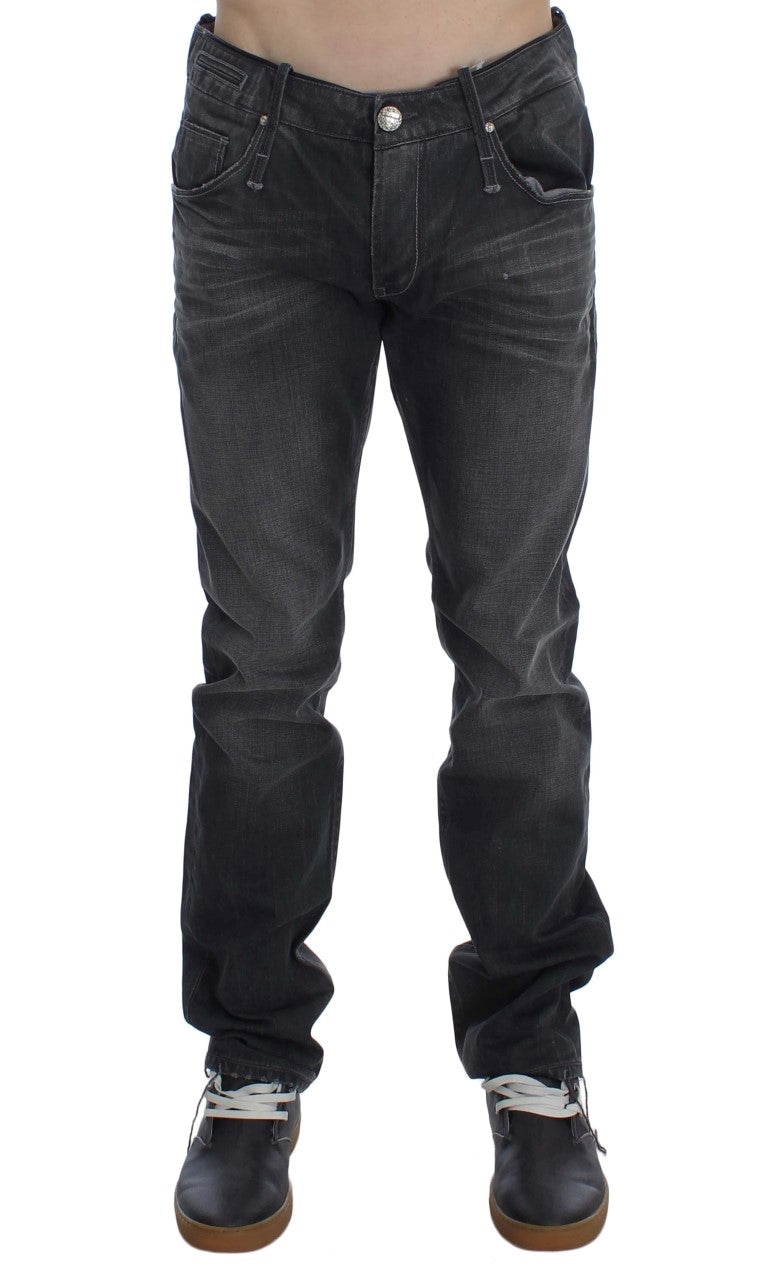 Acht Graue Baumwolle Regular Low Fit Jeans