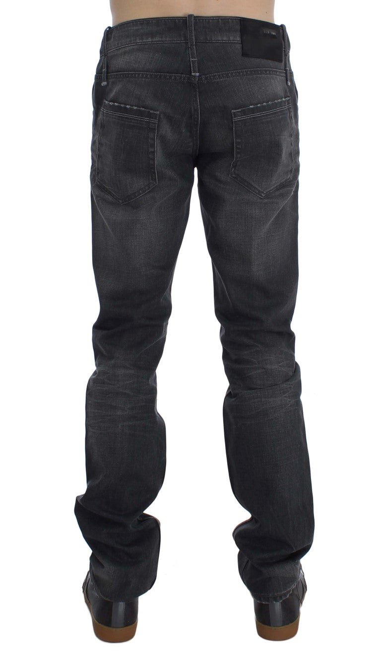 Acht Graue Baumwolle Regular Low Fit Jeans