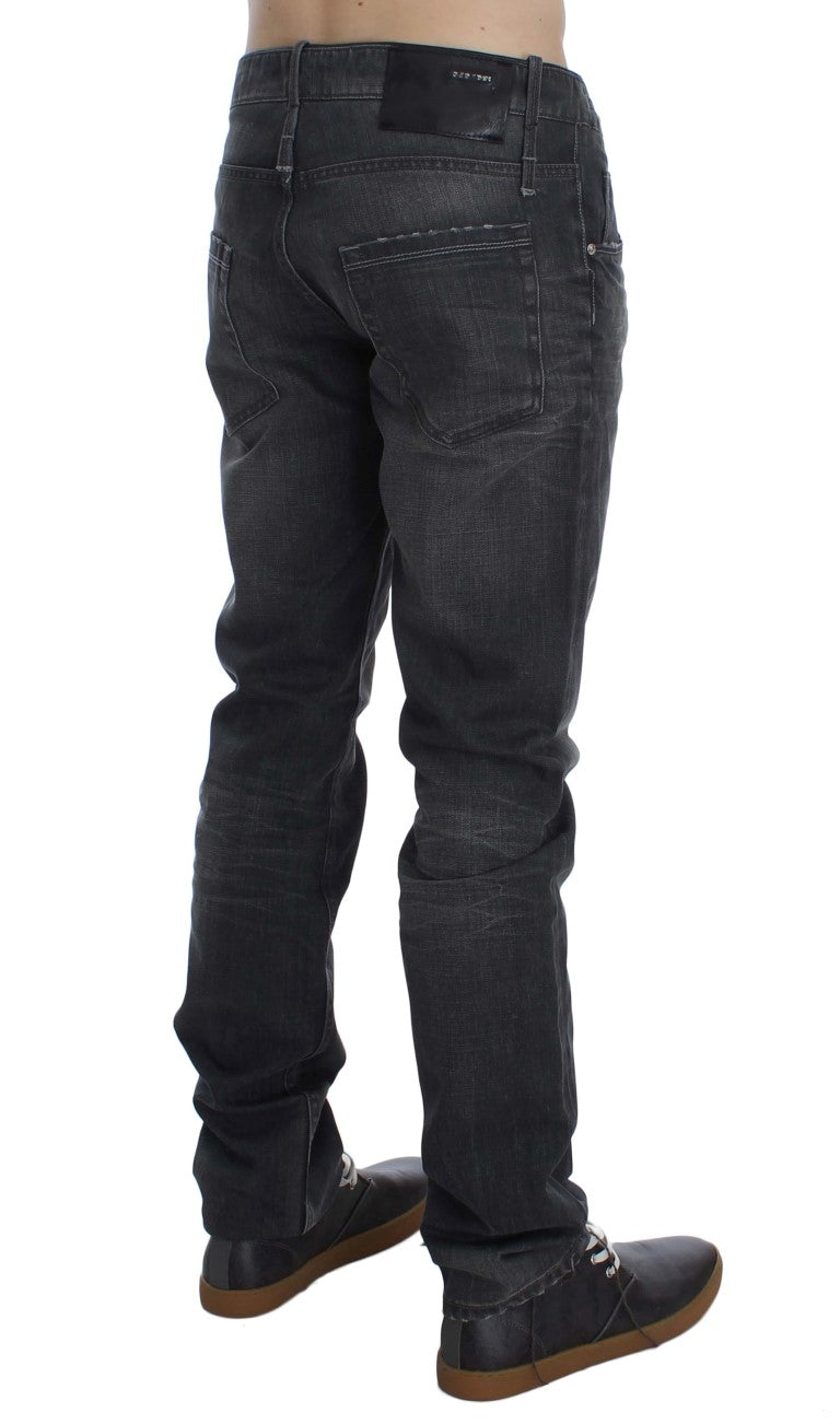Acht Graue Baumwolle Regular Low Fit Jeans
