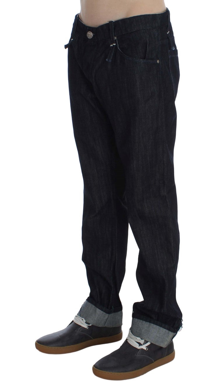 Acht Blaue Baumwolle Regular Straight Fit Jeans