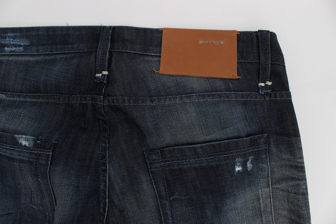 Acht Blaue Baumwolle Regular Straight Fit Jeans