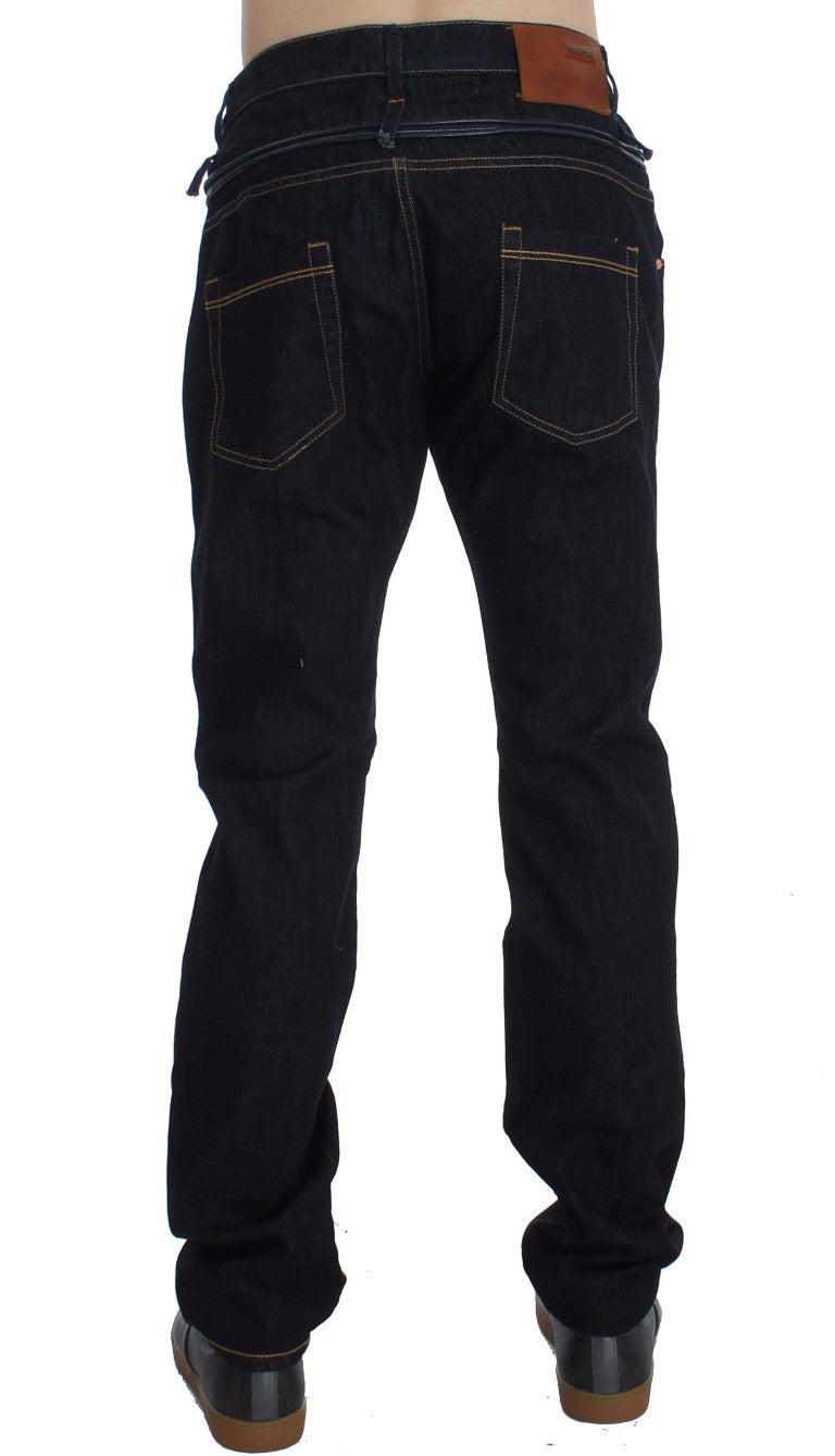 Acht Blaue Baumwolle Regular Straight Fit Jeans
