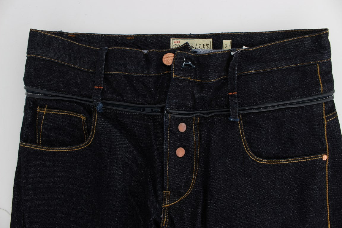 Acht Blaue Baumwolle Regular Straight Fit Jeans