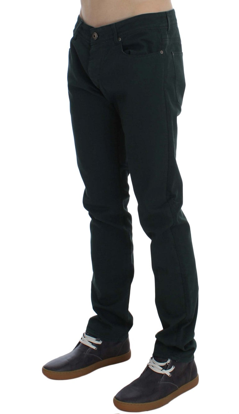 Ermanno Scervino Grüne Baumwoll-Denim Stretch Straight Fit Jeans