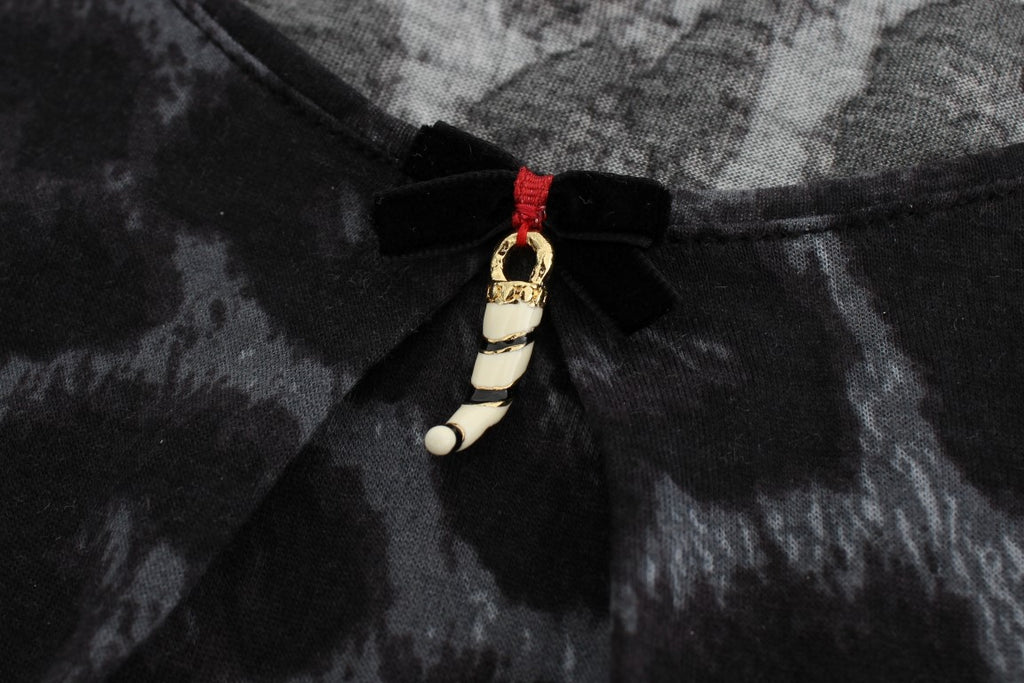 Cavalli Graues Leopard Modal T-Shirt Bluse Top