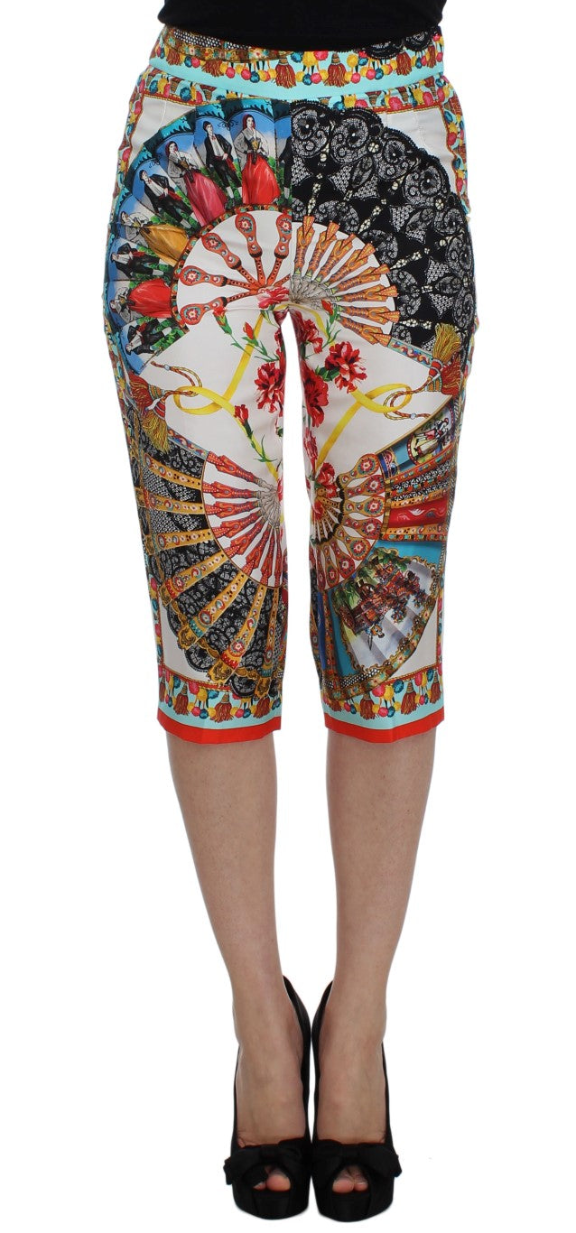 Dolce & Gabbana Multicolor Majolika Sizilien Seidenhose