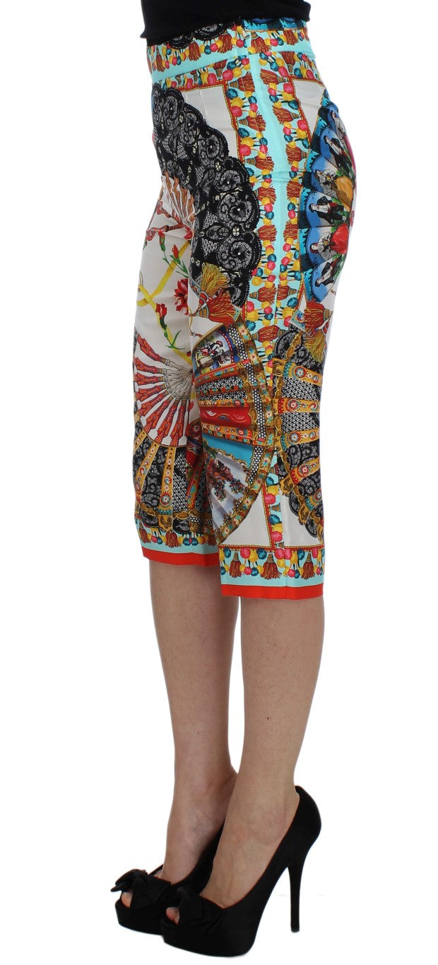 Dolce & Gabbana Multicolor Majolika Sizilien Seidenhose