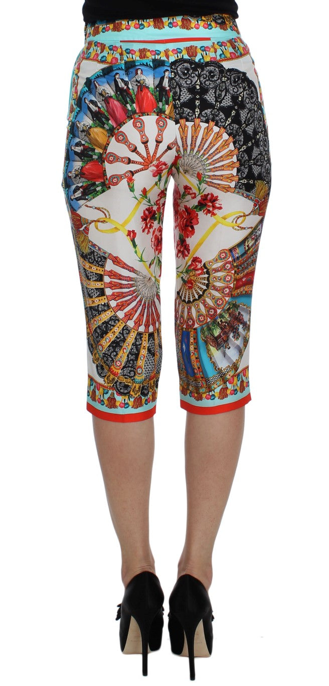 Dolce & Gabbana Multicolor Majolika Sizilien Seidenhose
