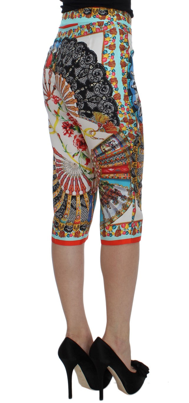 Dolce & Gabbana Multicolor Majolika Sizilien Seidenhose
