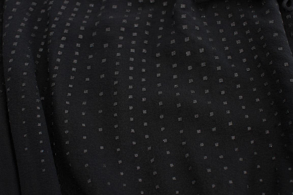 Exte Schwarzer Halsausschnitt Wickeltop Bluse