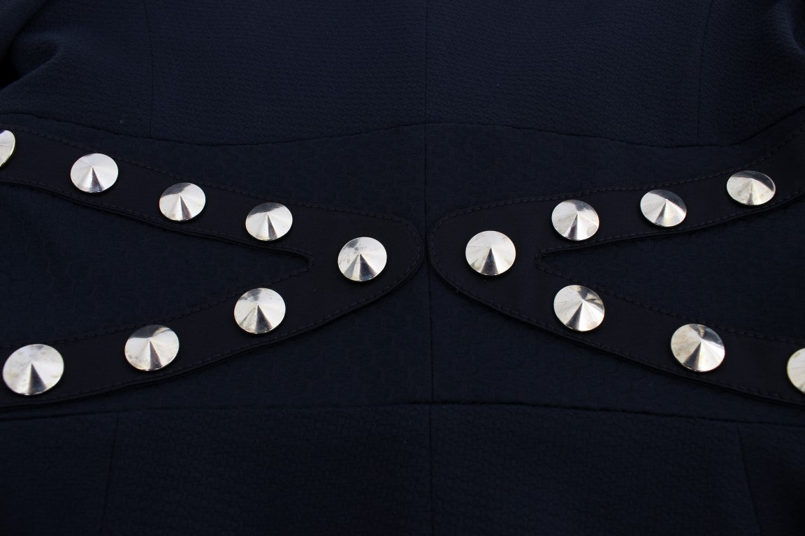 Exte Schwarzer Baumwoll-Stretch-Blazer mit goldenen Nieten