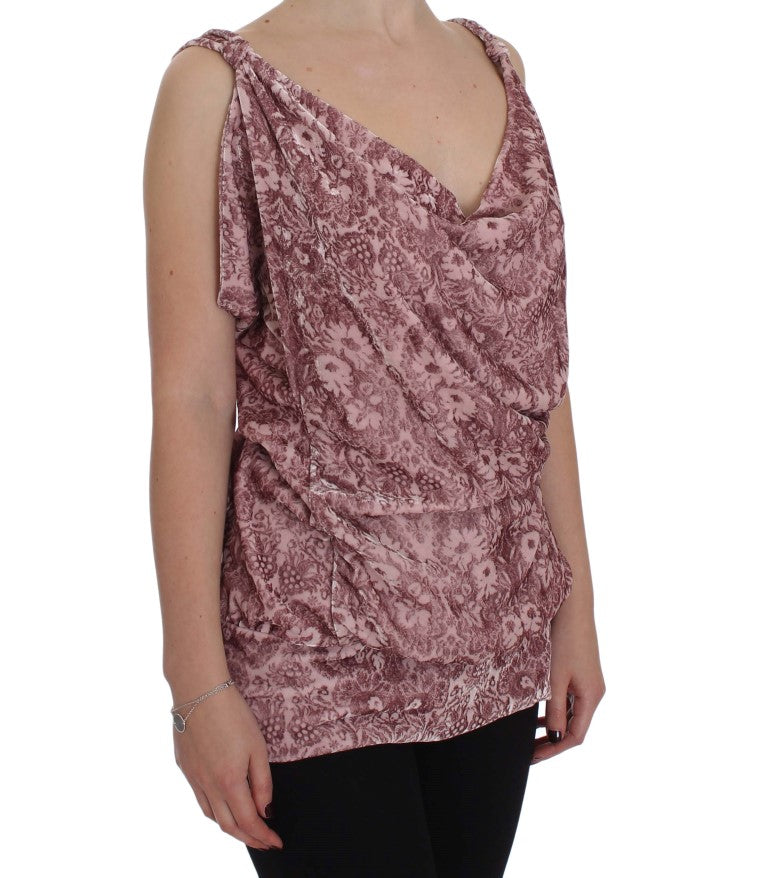 Exte Rosa Viskose-Seidenbluse mit Blumendruck Top