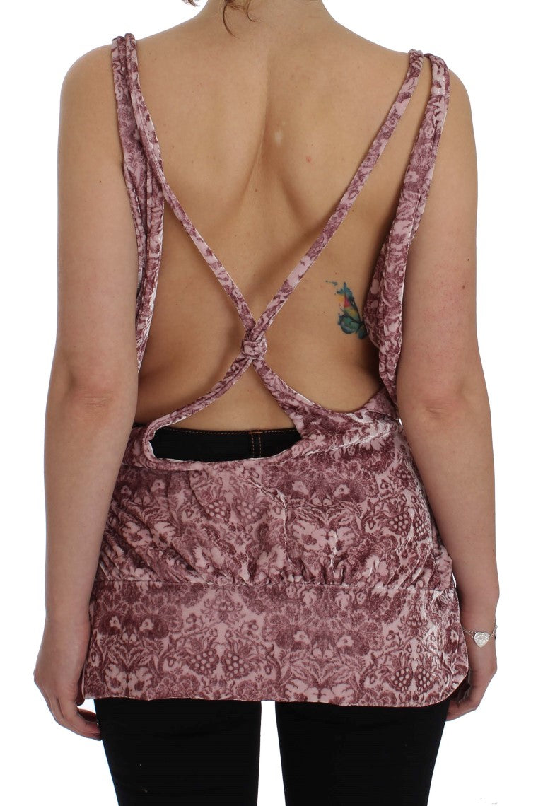 Exte Rosa Viskose-Seidenbluse mit Blumendruck Top