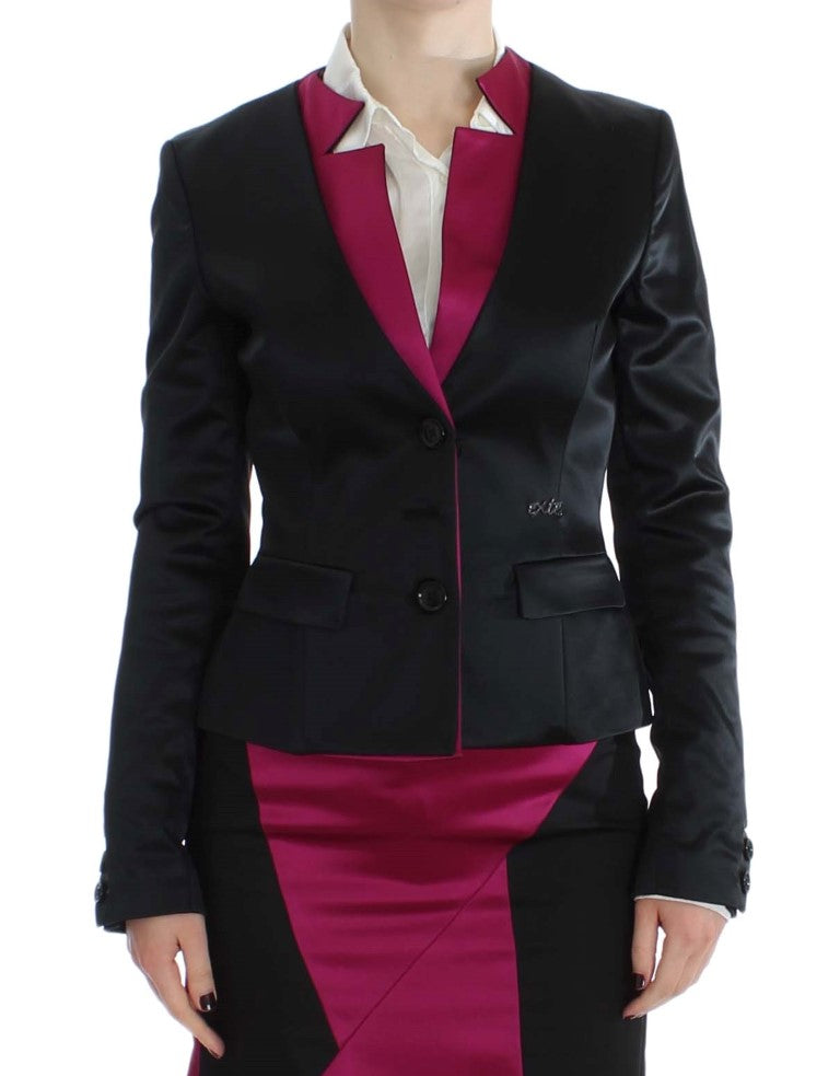 Exte Schwarz-Rosa Stretch Blazer Jacke