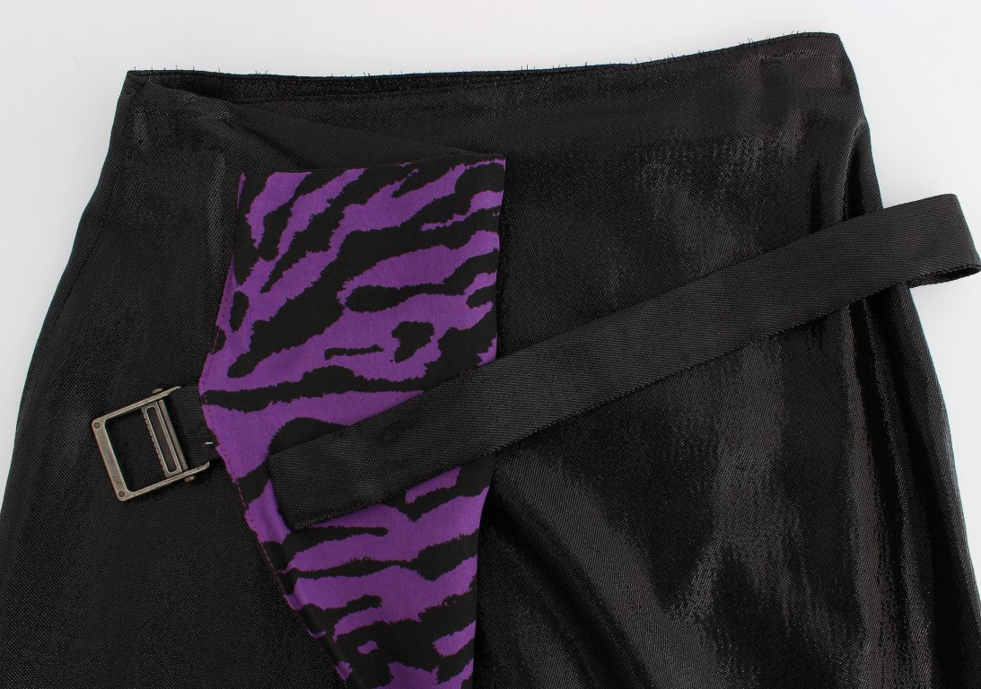 Exte Schwarzer gerader Rock aus Wolle und Seide über dem Knie