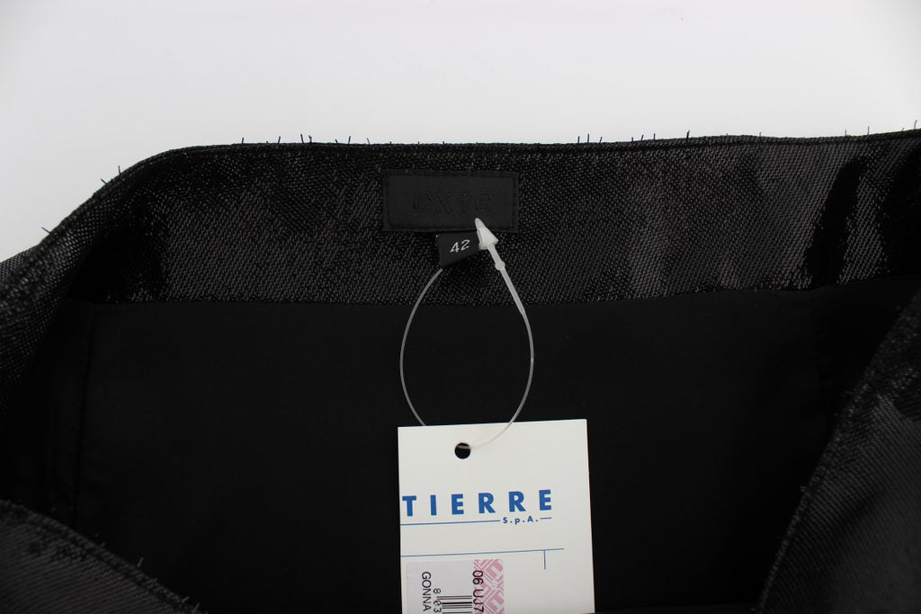 Exte Schwarzer gerader Rock aus Wolle und Seide über dem Knie