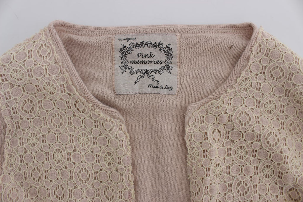 PINK MEMORIES Rosa geblümter Wickelpullover mit Spitze