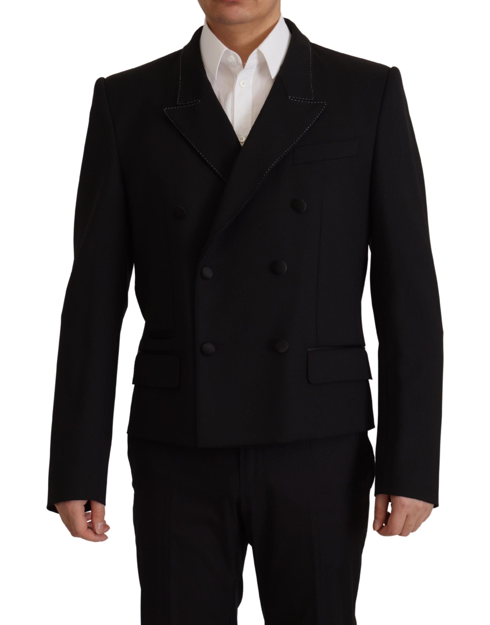 Dolce & Gabbana Schwarzer Zweireiher Mantel Blazer Jacke