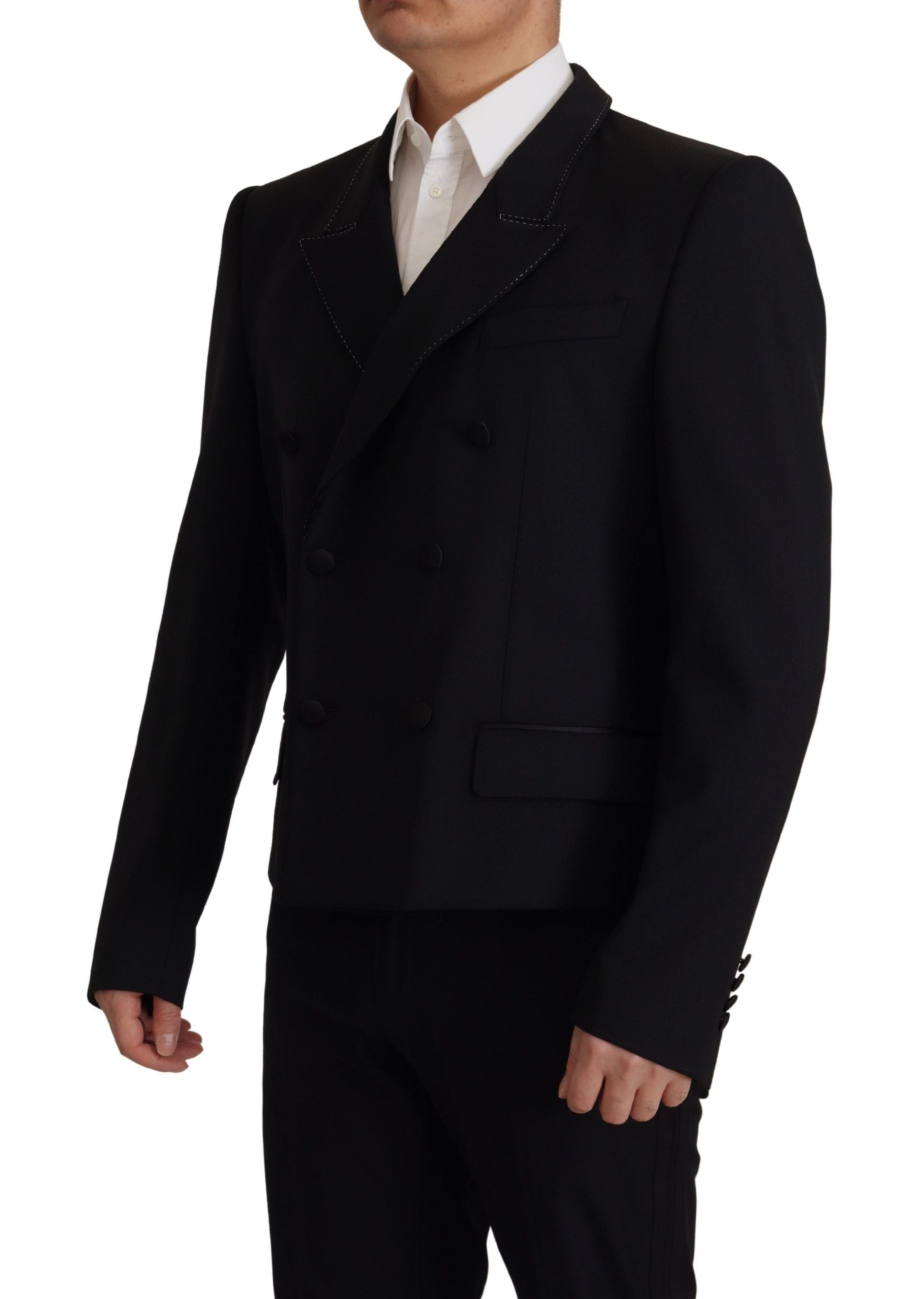 Dolce & Gabbana Schwarzer Zweireiher Mantel Blazer Jacke