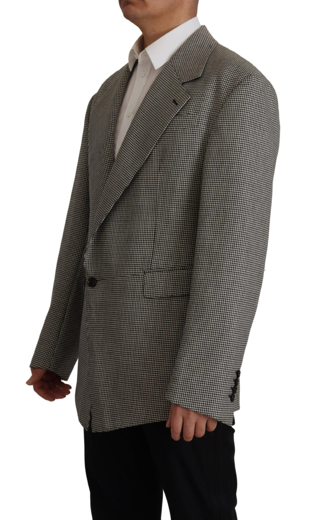 Dolce & Gabbana Grau Karierter Einreihiger Jackett Blazer