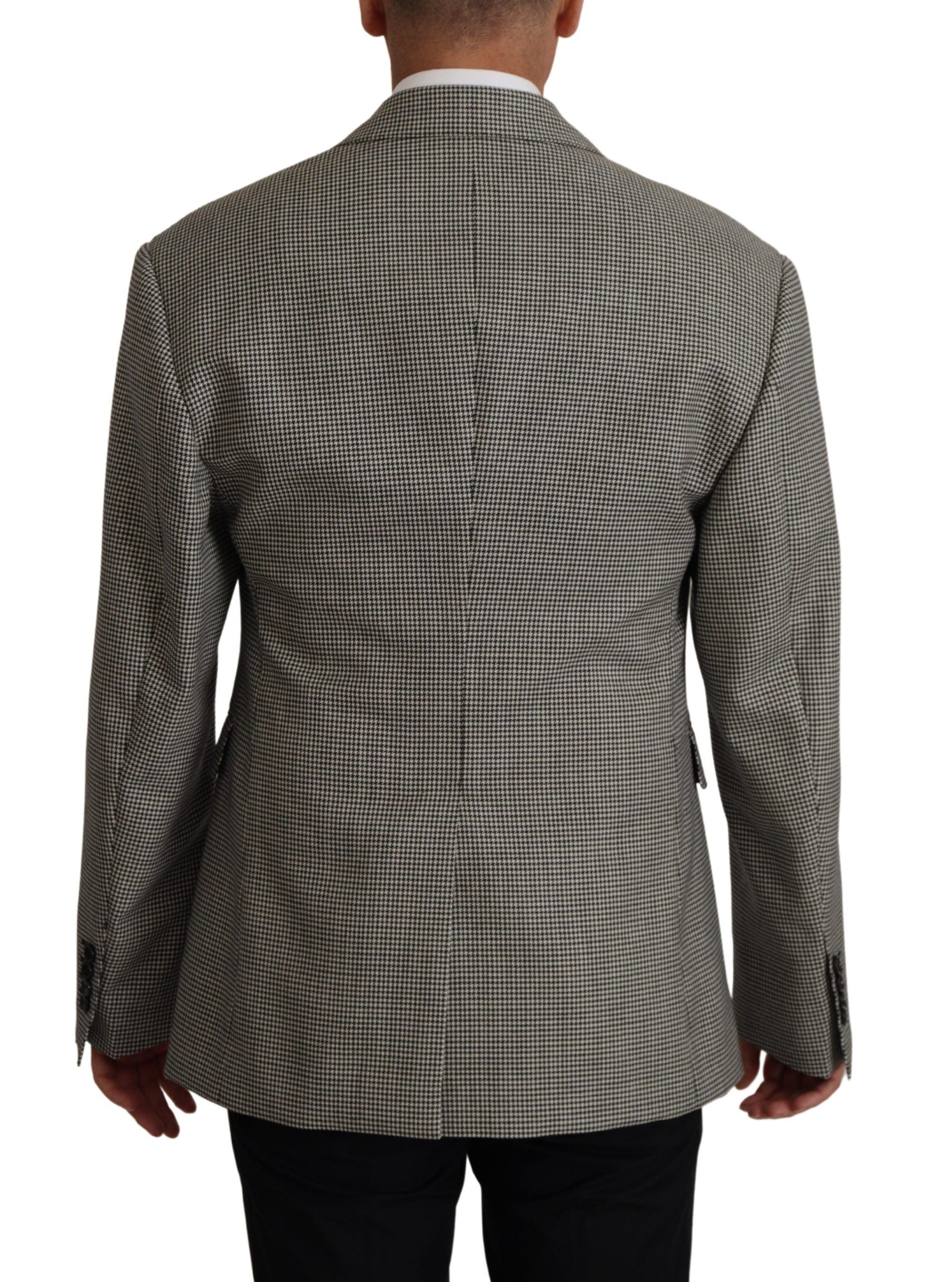 Dolce & Gabbana Grau Karierter Einreihiger Jackett Blazer