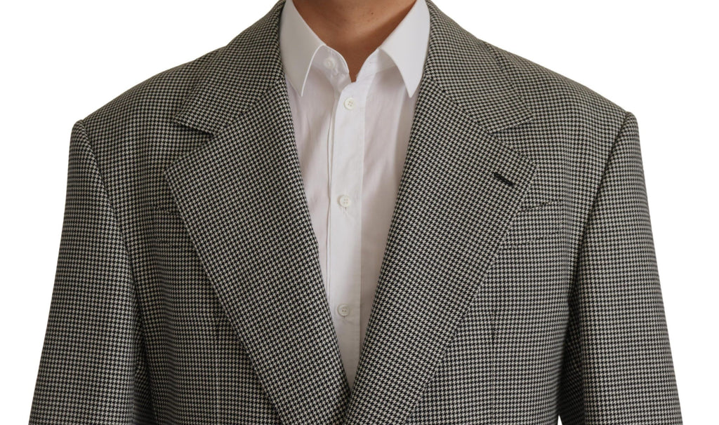 Dolce & Gabbana Grau Karierter Einreihiger Jackett Blazer