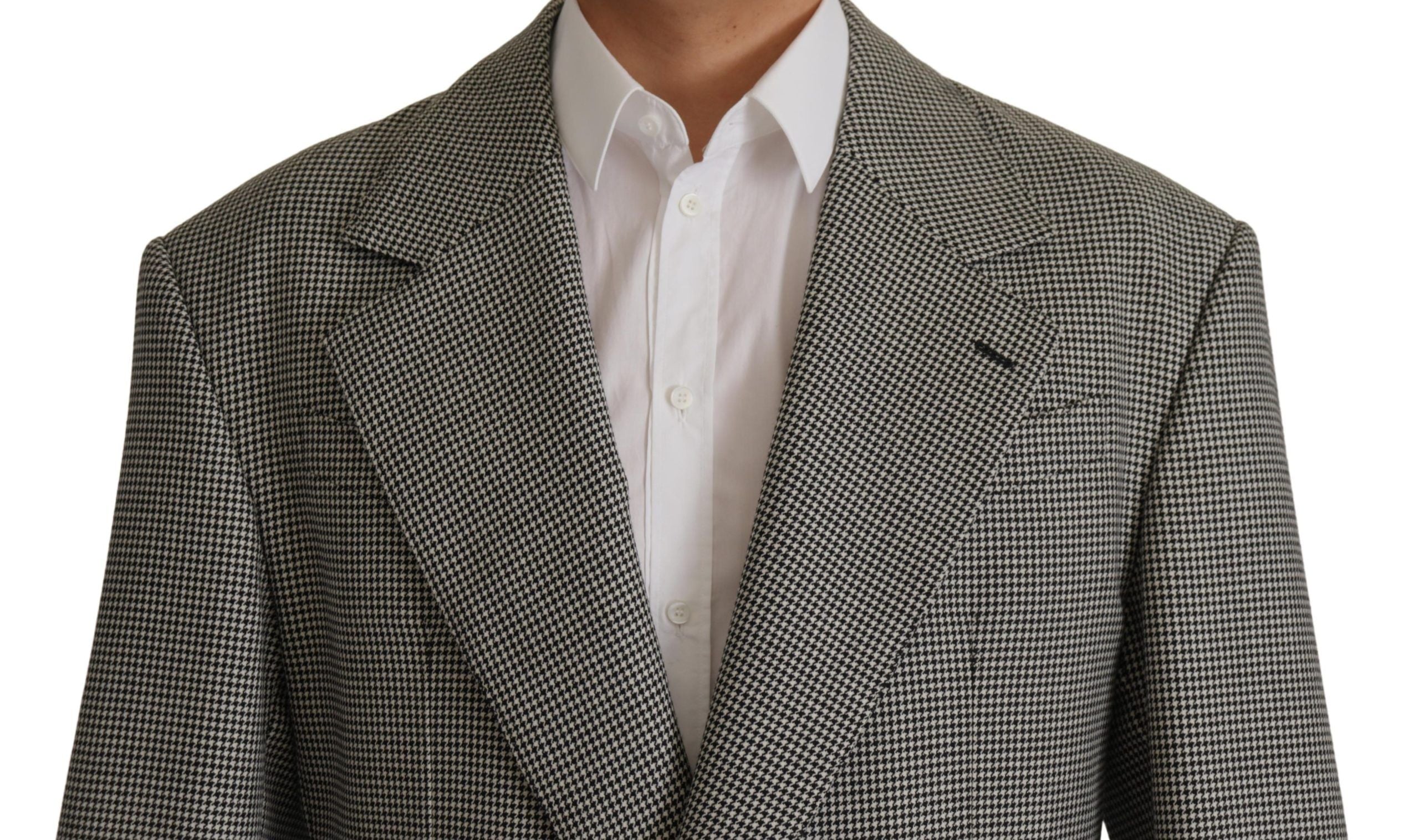 Dolce & Gabbana Grau Karierter Einreihiger Jackett Blazer