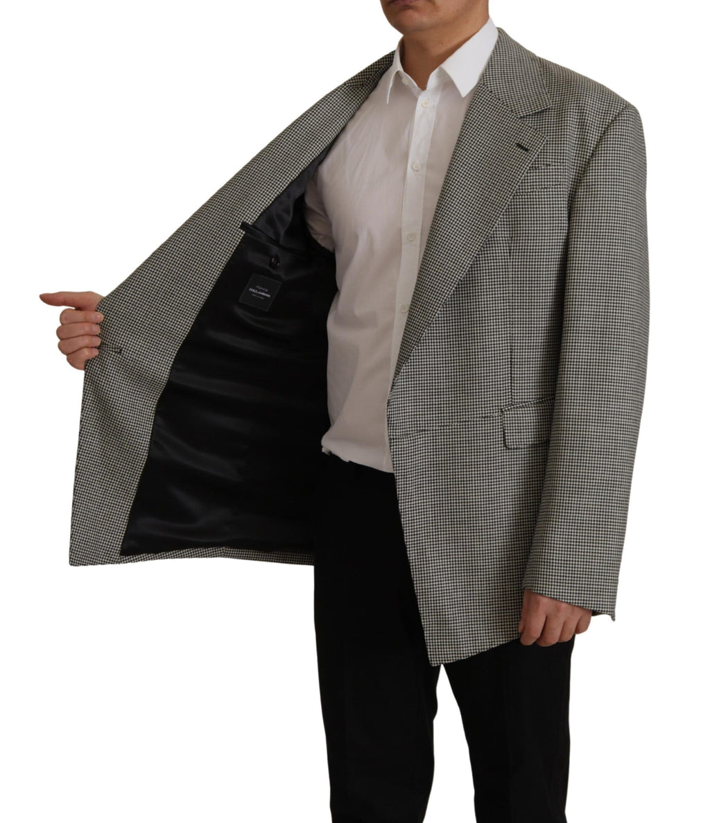 Dolce & Gabbana Grau Karierter Einreihiger Jackett Blazer