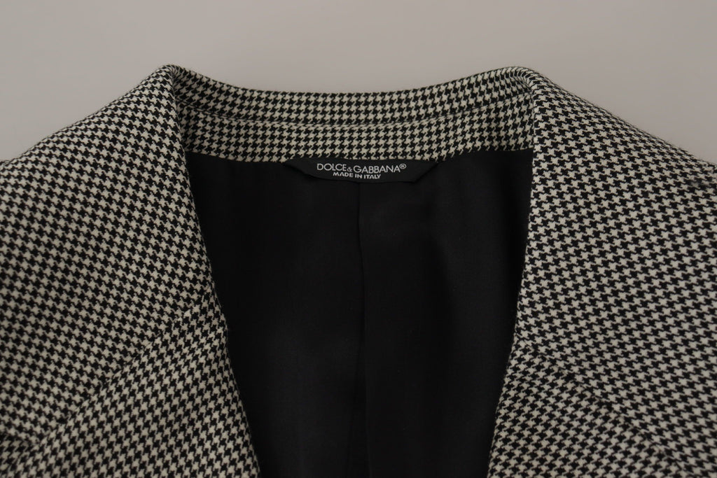 Dolce & Gabbana Grau Karierter Einreihiger Jackett Blazer