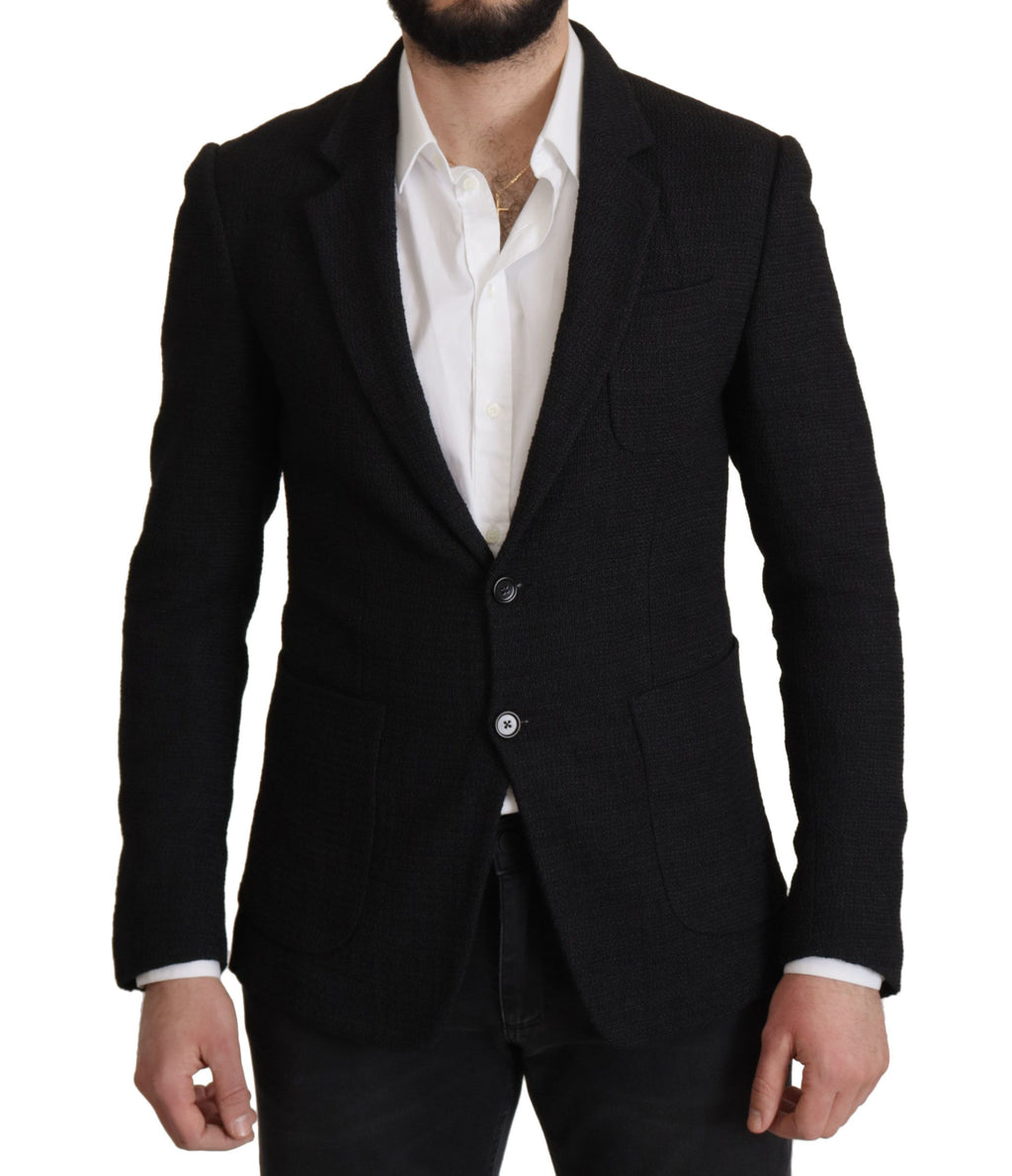 Dolce & Gabbana Schwarzer Einreihiger Mantel Herren Blazer