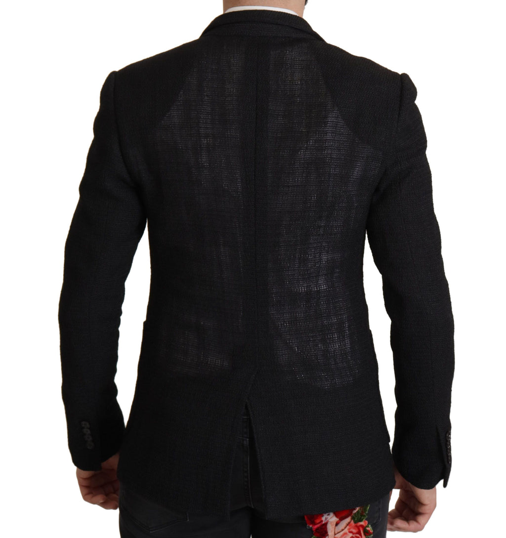 Dolce & Gabbana Schwarzer Einreihiger Mantel Herren Blazer